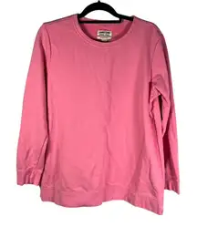 Lands' End Serious Sweats Womens Sweatshirt‎ Crew Neck Pink Cotton Blend Large