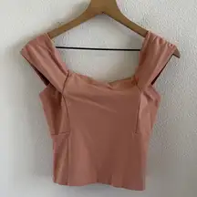 Anthropologie Deletta Peach Stretch Ponte Off The Shoulder Back Zip