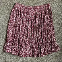 Loft Maroon Purple Floral Pleated Mini Skirt Small