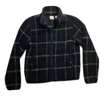 EP Pro Women Plaid Fleece Sherpa Jacket Full Zip Black Red Tan Size S/P Golf