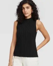 A New Day Ribbed Mock Turtleneck Tank Top