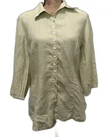 Vintage Richard Malcolm Button Up Shirt 100% Irish Linen Green Size Medium‎