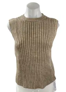 NEW Princess Polly Jessabell Tan Mocha Ribbed Sleeveless Sweater Tank Top Sz S