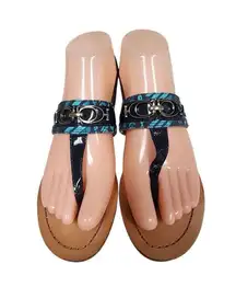 ✨Coach Ladies Sammy Turquoise Blue Zebra Ankle Strap Sz 9 Sandals✨