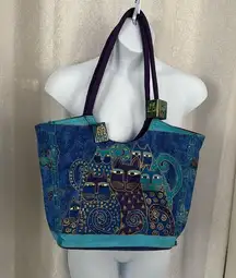 LAUREL BURCH CAT TRIO CANVAS TOTE