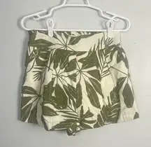 Abercrombie & fitch green leaf linen pull on shorts size small