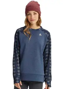 Navy Blue Patterned Quartz Crewneck Fleece Sweatshirt