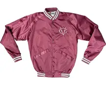 Vidcon 9 Burgundy Red Embroidered Satin Cardinal Bomber Jacket Size S Creator