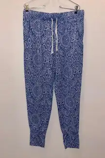 Blue Mandala Print Jogger Style Comfy Pajama Pants With Pockets