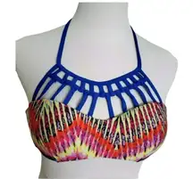 TiNiBiKiNi Swimwear Bikini Top Women Size S Blue Multicolor Tie-Dye Pool Beach