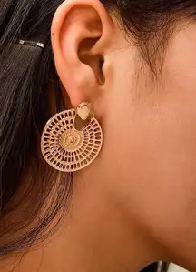 Hollowed Circle Round Stud Drop Earrings