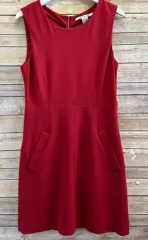 Diane Von Furstenberg Dress Women’s Size 12 Red Carpreena Back Zip Ponte Sheath