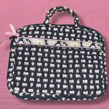 Vera Bradley Pink Elephant Paisley Laptop Tote Bag Retired Breast Cancer Quilted