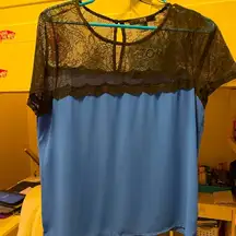 Forever 21 Lace Detail Top Black & Blue