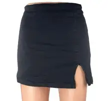 Hello Molly Black Linen Slit Zipper Casual Mini Straight Pencil Skirt Size 6