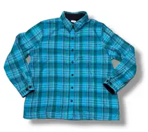 Vintage L.L. Bean Shirt Jacket Shacket Flannel Lined Size M Medium Blue‎