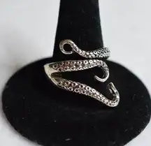 Sea Creature Tentacles Silver Tone OSFA Goth Punk Witchy Funky Ring