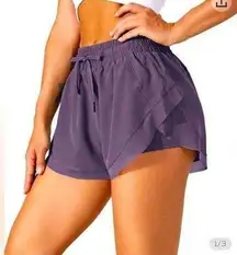 Purple Mesh Trim Crossover Side 2-in-1 Shorts