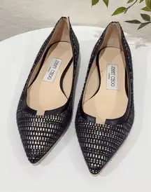 Authentic Jimmy Choo Glitter Lace Trim Embellishment Flats Size 36 New