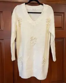 Woven Heart tunic sweater cream