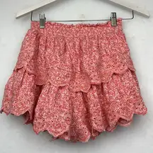 American Eagle Pink Tiered  Floral Skort/Skirt Sz SX Elastic Waist