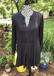 Dress Pleated Front Boho black Women's Medium Lined Rayon & Polyester