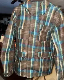 Burton the White Collection Plaid Snowboard Jacket size large
