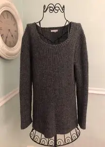 Garnett Hill Small S Gray Grey Sweater Crew Neck Cable Knit Jumper