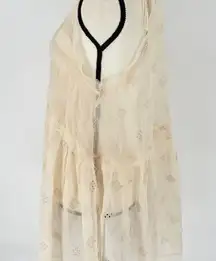 Free People Intimately Crochet Lace Detail Flowy Tunic Tank Top Ivory Size Small