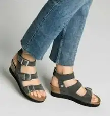 birkenstock | 38 / 7.5 | womens Linnea Platform Wedge Sandal Suede Gary Flat