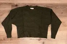 Pink Rose Dark Green Women's Crew Neck Sweater