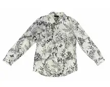 Tahari Women Floral Print Long Sleeve Collared Button Down Shirt Top Size M (b1)