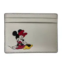 Disney X Kate Spade Minnie Mouse Textured Leather Card Holder Cream 4" x 3"
