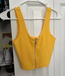 PacSun Yellow Zip Up Crop Top