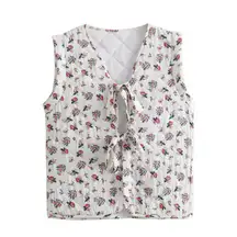 Floral Sleeveless Vest - White and Pink