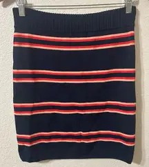A.L.C. Striped Pull on Pencil Mini Skirt in Navy Blue & Pink - Size Large