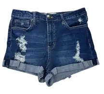 RSQ Jeans Shorts Blue Denim Distressed Cuffed Jean Soho Boyfriend‎ Size 11
