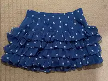 Hollister Cobalt Blue Polka Dot Ruffle Mini Skirt