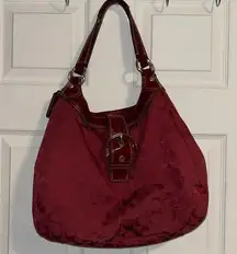 Coach Soho Signature Large Hobo Bag Crimson Red