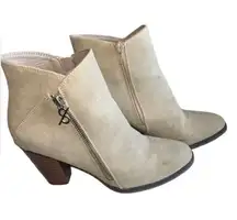 Parker & Sky Ankle Boot Womens Size 8.5 Faux Suede Tan Bootie Side Zip