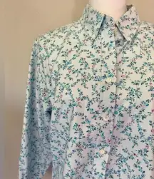 Cabin Creek Aqua Floral Button Down | Size 12P | Like New | Discontinued