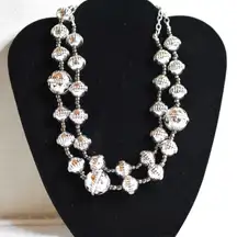 Premier Designs Paradise Glittering Silver Tone Beads Double Strand Necklace
