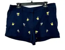 Loft Size‎ 12 Shorts Navy Blue Bouquet Embroidery Pockets Summer Preppy Cute
