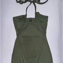 SheIn  Medium Size 6 Dark Green Mini Dress with Neck Tie and Open Tummy