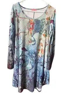 Simply Aster size L watercolor floral dress. Boho festival
