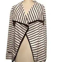 DRESSBARN women’s XL black white striped poly blend long sleeve sweater jacket