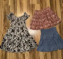 American Eagle Women's XS Floral Dress Skirt Lot Black White Pink‎ Blue