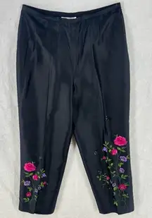 Yves Cossette Depeche Mode Silk‎ Floral Embroidered Beaded High Rise Crop Pant