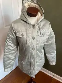 GAP silver hooded puffy coat Size Small