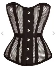 LONGLINE BLACK MESH WAIST TAMING OVERBUST CORSET black color casual stylish